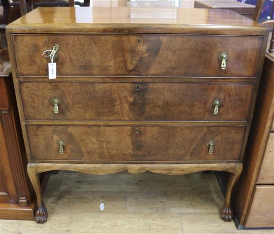 An African hardwood three drawer chest W.111cm